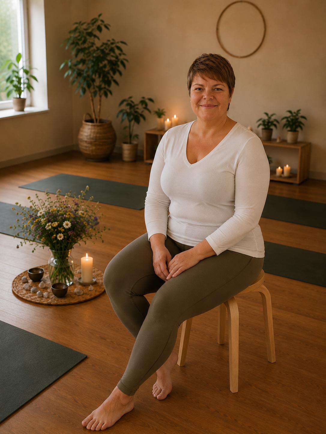 Nadine im Yogaraum